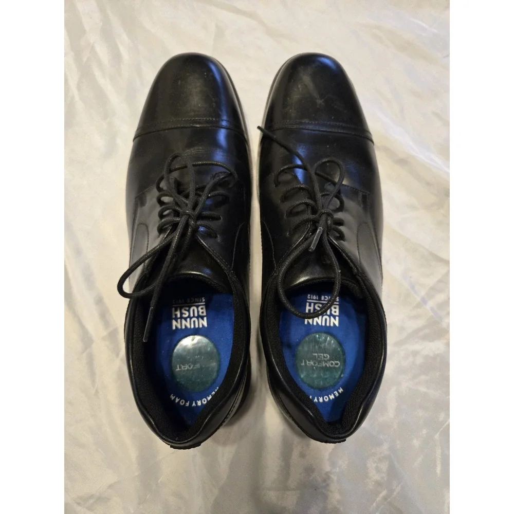 Nunn Bush KORE Cap Toe Oxford 84944-001 Black Leather Men's Size 9XW Gel Comfort